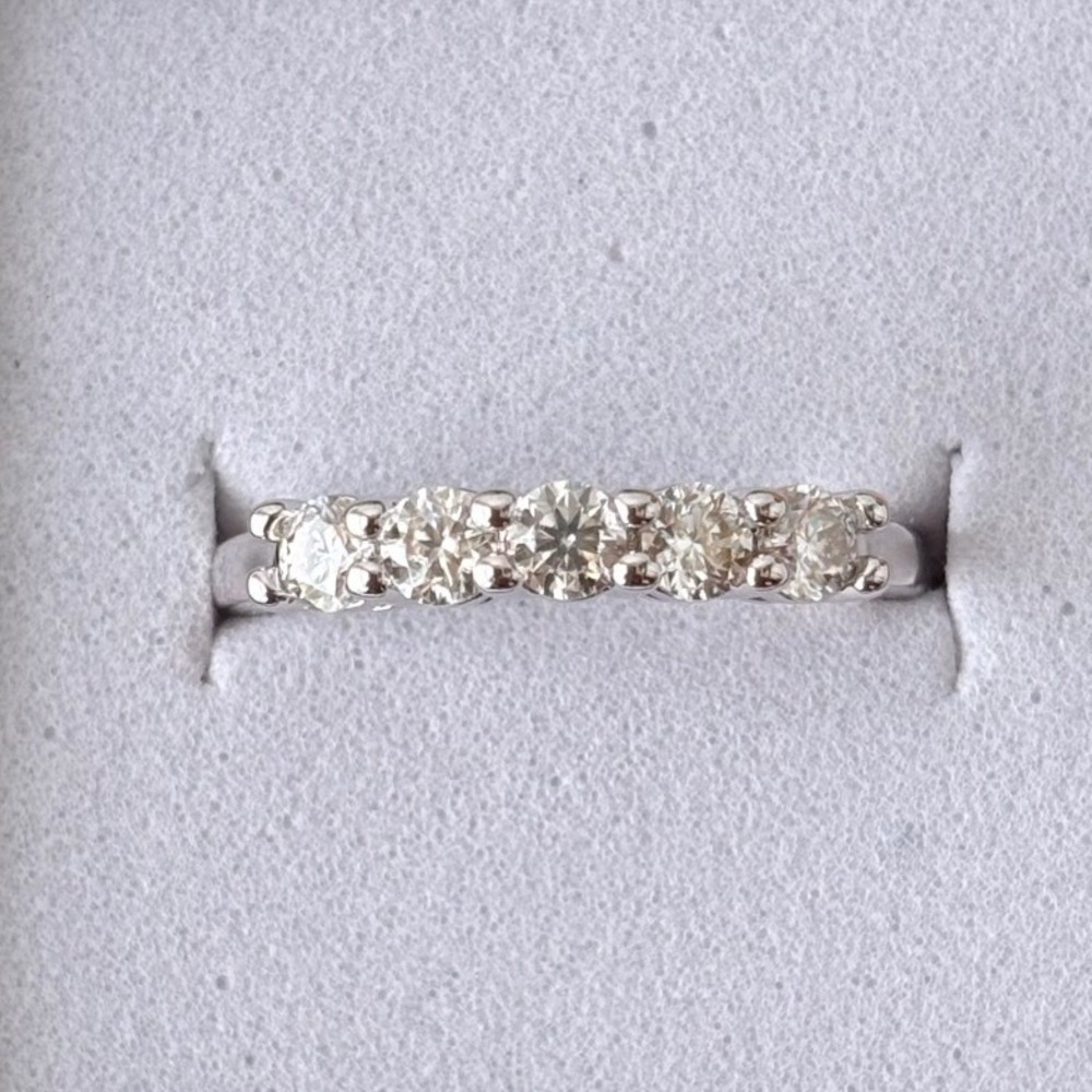 0.10 CT Moissanite Band 5 Stone Ring Silver Tone
